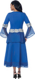 Stellar Looks 601182 royal blue mesh skirt suit