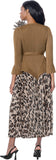 Stellar Looks 601222 cocoa pleated maxi skirt suit