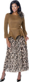 Stellar Looks 601222 cocoa animal print maxi skirt set