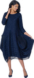 Stellar Looks 601291 navy blue mesh midi dress