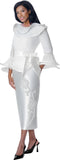 Stellar Looks 600893 white skirt set white pleated skirt suit