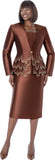 Susanna 3008 brown silk look skirt suit