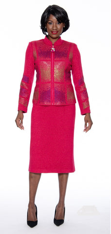 Susanna 3017 pink knit skirt suit