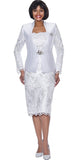 Susanna 3998 white lace skirt suit