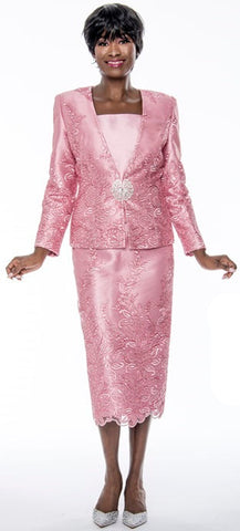 Susanna 3975 mauve lace skirt suit