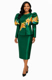 Tally Taylor 5749 floral emerald green skirt suit