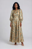 Tally Taylor 4848 turquoise bishop sleeve maxi dress