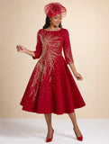 Red Sequin Midi Dress