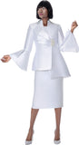 Terramina 7024 white bell sleeve skirt suit