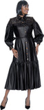 Terramina 7082 black leather maxi dress
