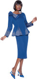 Terramina 7108 royal blue scuba Skirt Suit