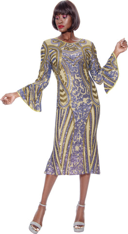 Terramina 7114 gold multi sequin dress