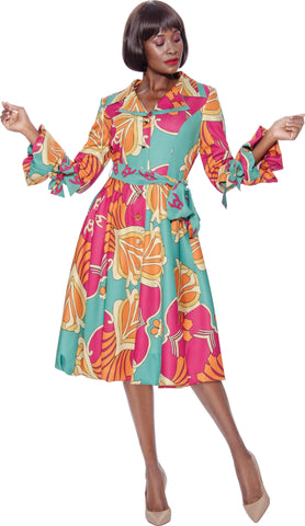 Terramina 7116 pink multi print maxi dress