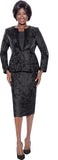Terramina 7125 black brocade skirt suit