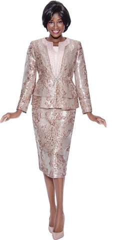 Terramina 7125 pink brocade skirt suit