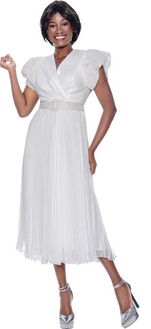 Terramina 7128 White Pleated Dress