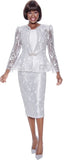 Terramina 7134 white lace skirt suit