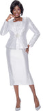 Terramina 7145 white lace skirt suit