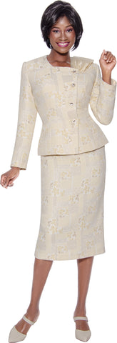 Terramina 7148 yellow print skirt suit