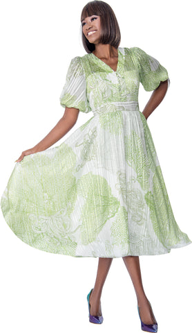 Terramina 7152 green print maxi dress