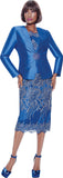Terramina 7817 royal blue lace skirt suit