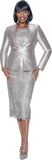 Terramina 7817 silver lace skirt suit