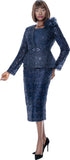 Terramina 7272 navy blue lace skirt suit