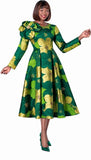 Terramina 7346 green brocade midi dress