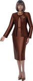 Terramina 7637 brown silk look skirt suit