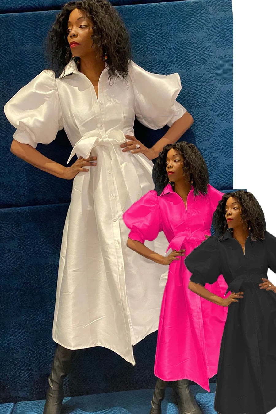 Solid Puff Sleeve Dress – Diva's Den Fashion, LLC