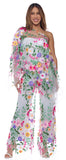 Floral Bliss White Scarf Pant Suit