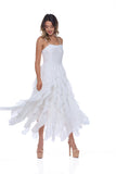 White Mesh Ruffle Dress