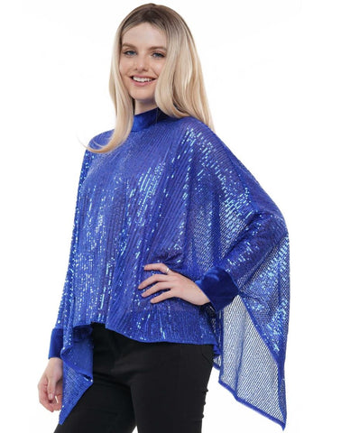 Why Dress T230363 blue sequin poncho