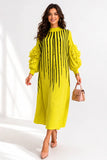 Yellow Ruffle Sleeve Crinkle Dress