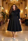Black Accent Bow Midi Dress
