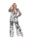 Black Mesh Floral Blazer Set