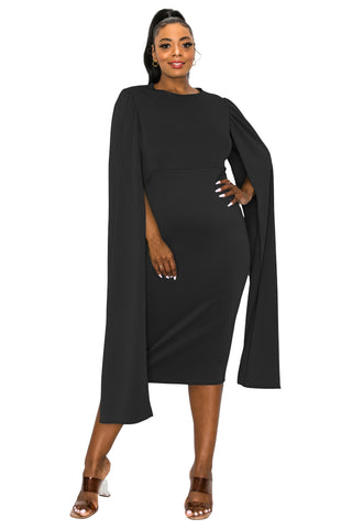 black cape dress