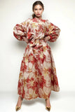 Red Brocade Maxi Dress