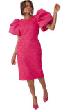 Chancele 9727 pink puff sleeve dress