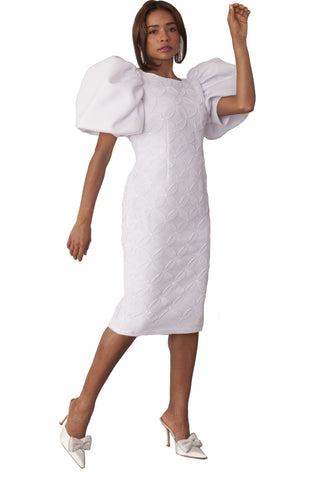 Chancele 9727 white puff sleeve dress