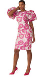 Chancele 9731 pink puff sleeve dress