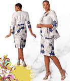Chancele 9738 white multi brocade dress