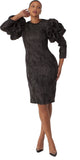 Chancele 9743 black puff sleeve dress