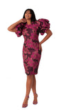 Chancele 9746 fuchsia brocade dress