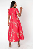 Chancele 9813 raspberry midi dress