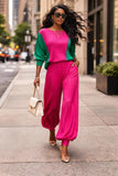 Pink Crinkle Pant Set
