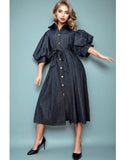 Denim Puff Sleeve Maxi Dress
