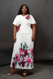For Her NYC 83025 white pleated skirt set