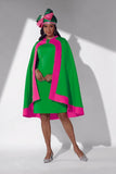 Green Two Tone Cape Dress