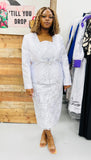 Serafina 4033 white skirt suit